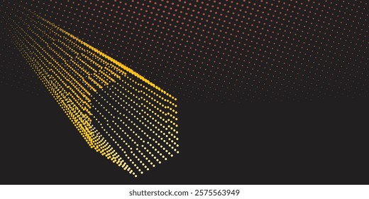 Set of halftone dotted frames. Pentagonal dot texture isolated on black background. Spotted spray texture. Vector abstract design element

