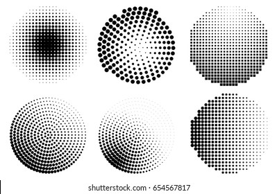 Set of halftone elements. Flat vector illustration