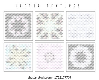 Satz der geometrischen Struktur der Halftone. Minimalisten Hintergrund. Gespeicherte Vektorüberlagerungen Futuristische Muster für Webdesign, Werbebanner, Comicbücher, Plakate, Verpackung. 