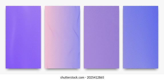 Set of halftone gradient backgrounds with dots. Abstract dotted pop art patterns in comic style. Vector illustration
