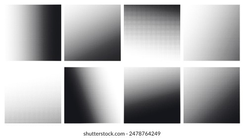 Set of Halftone Gradient Textures in Black and White