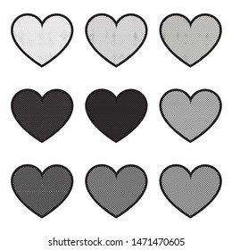 Set of Halftone Heart Icons. Vector Illustration Set