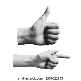 Set Of Halftone Human Hands in different poses. Vector Body Parts Suit For Your Futurism Design, Animation, Fanzine Art, Scrapbooking, Collage, Ad