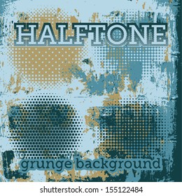 set of halftone on the grunge vector background