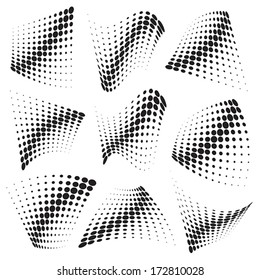 Set of halftone pattern. Deformed rectangles. 