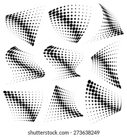 Set of halftone pattern. Deformed rectangles.