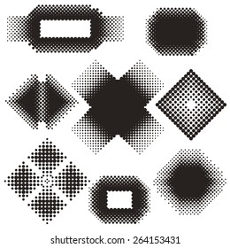 Set of halftone pattern. Design element.