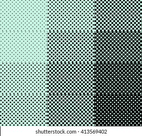 Set of halftone patterns, various intensity, each field separately. Vector