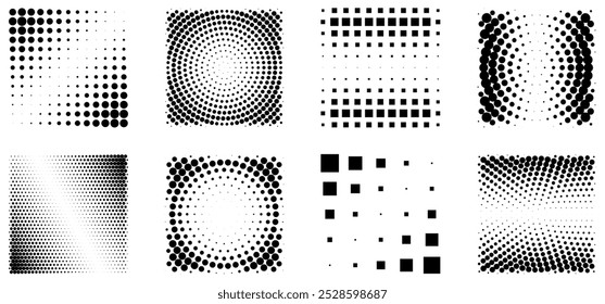 set of halftone Patterns of varying shapes and densities