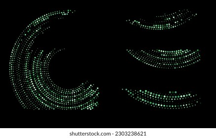 Set of halftone round dotted frames. Design element for frame, logo, web pages, prints, posters, template.
