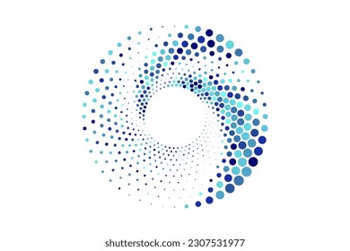 Set of halftone round dotted frames. Design element for frame, logo, web pages, prints, posters, template.