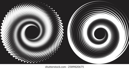 Set of halftone round dotted frames. Design element for frame, logo, web pages, prints, posters, template.