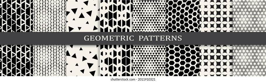 Conjunto de patrones sin fisuras de medio tono. Resumen de diseño gráfico de medio tono simple patrón. Patrón de medio tono geométrico sin foco.