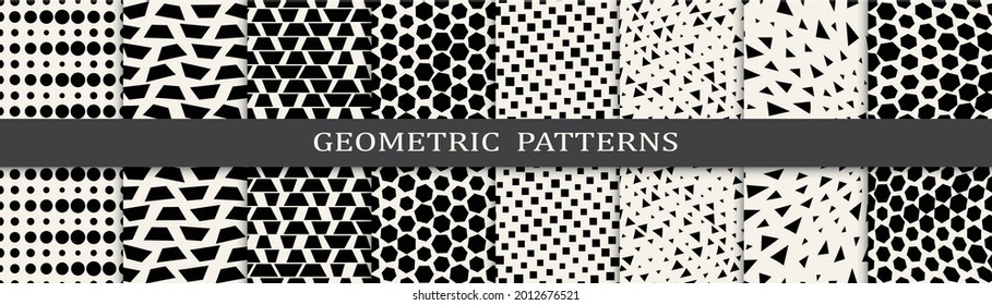 Set of halftone seamless patterns. Abstract halftone graphic design simple pattern. Seamless geometric halftone pattern.