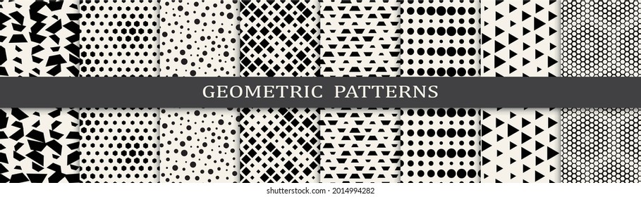 Set of halftone seamless patterns. Abstract halftone graphic design simple pattern. Seamless geometric halftone pattern.