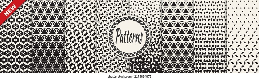 Set of halftone seamless patterns. Abstract geometric graphic design simple pattern. Seamless geometric halftone pattern.