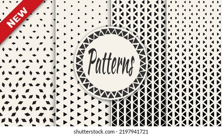 Set of halftone seamless patterns. Abstract geometric graphic design simple pattern. Seamless geometric halftone pattern.