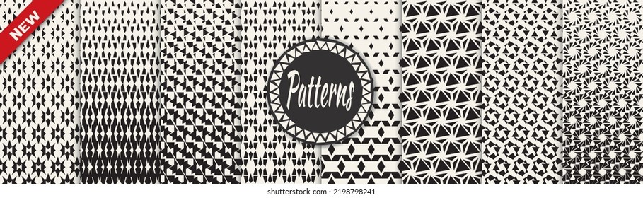 Set of halftone seamless patterns. Abstract geometric graphic design simple pattern. Seamless geometric halftone pattern.