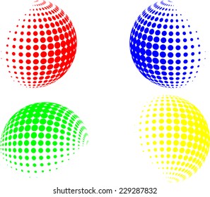 set of halftone spheres. vector illustration