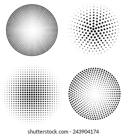 set of halftone spheres. vector illustration