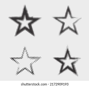Set of halftone star icons.