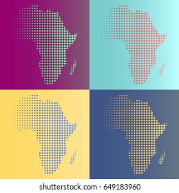 Set of halftone vector Africa map