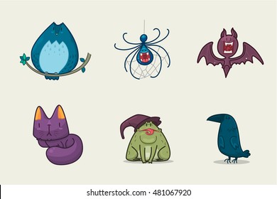 Set of Halloween animal, Vector illustration.