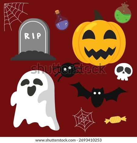 A set of Halloween Assets Vector Illustration