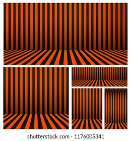 Set of Halloween background striped room in orange and black. For your design, A-4, poster, banner, website,Vector illustration. Isolated on white background.