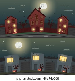 Set of Halloween backgrounds for banners, invitations, posters or web