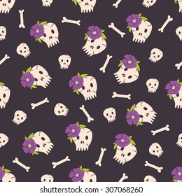 Set of halloween backgrounds. Collection of seamless patterns in the traditional holiday colors. Vector illustration