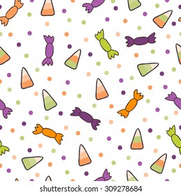 Set of halloween backgrounds. Collection of seamless patterns in the traditional holiday colors. Vector illustration