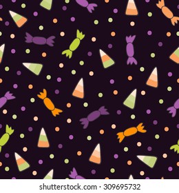 Set of halloween backgrounds. Collection of seamless patterns in the traditional holiday colors. Vector illustration