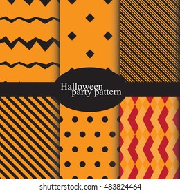 Set of halloween backgrounds. Collection of seamless patterns in the traditional holiday colors. Black and orange. Texture can be used for wallpaper, pattern fills, web page, background.