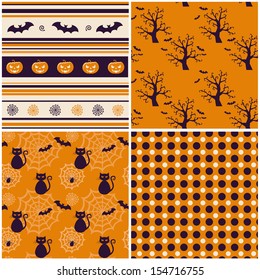 Set of halloween backgrounds. Vector illustration.