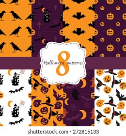 Set of halloween backgrounds. Vector illustration.