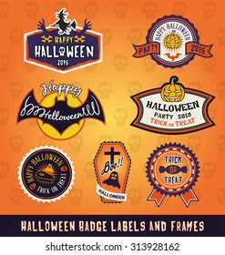 Set of Halloween badge label and frames design. For sticker, tags, label and other design. Vector illustration