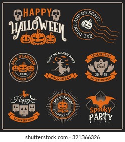 Set of Halloween badge label and frames design. For sticker, tags, label and other design. Vector illustration