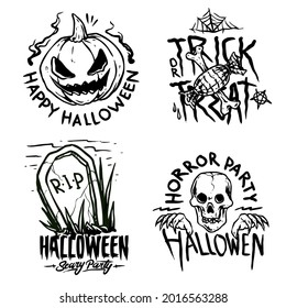set of halloween badge vector illustration