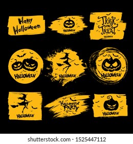 set of halloween badges and icons layout design, vector illustration