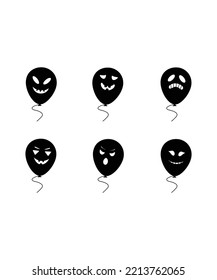 Set of Halloween balloon. Halloween balloon set isolated on white background. Perfect for coloring book, textiles, icon, web, painting, books, t-shirt print. 