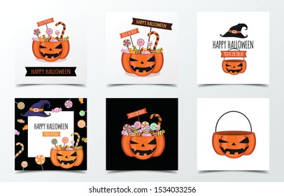 Set of halloween banner design template. Happy haloween card. 