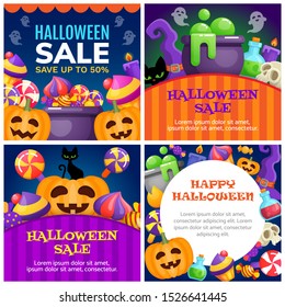 Set of Halloween banner design. Vector illustration