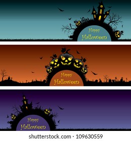 Set of Halloween banners