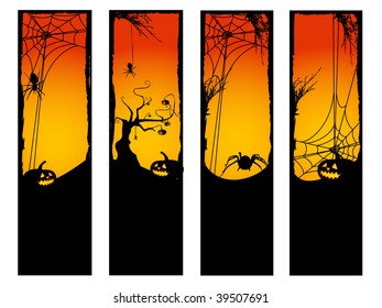 set of halloween banners