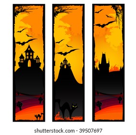 set of halloween banners