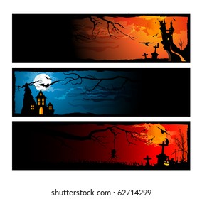 set of halloween banners