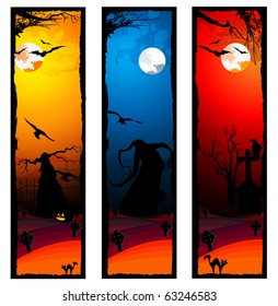 set of halloween banners