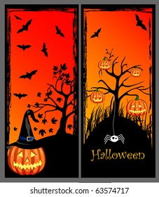 set of Halloween banners