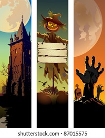 set of halloween banners